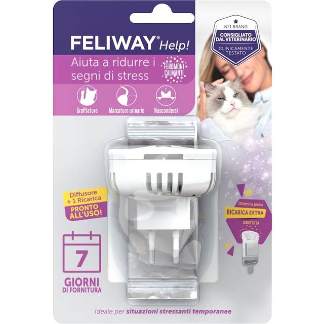 FELIWAY® Hjälp! Diffuser + 7 dagars laddning - Hjälp din katt att hantera tillfälliga stresssituationer - lugnande och stressavlastande kattferomoner för katter