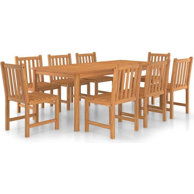 vidaXL 9 Piece Garden Dining Set 200x100 cm Solid Teak Wood - Brown