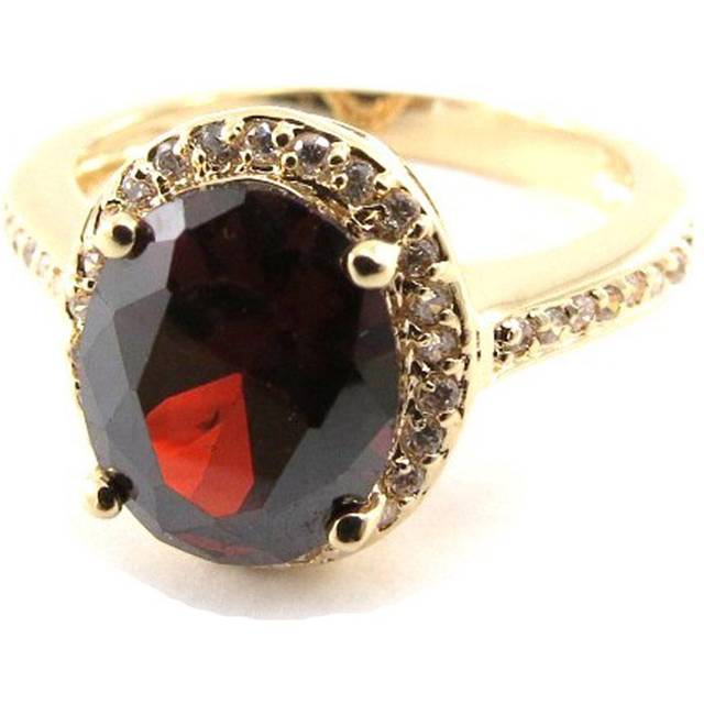 Gold Plated Ring 'Victorina' golden garnet - 12x11 mm 54 red