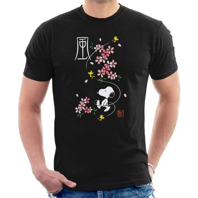 Peanuts snoopy & woodstock japan cherry blossom men's t-shirt