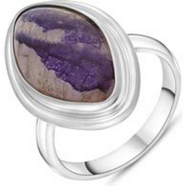Sterling Silver Blue John Marquise Solid Edge Doublet Ring D - O