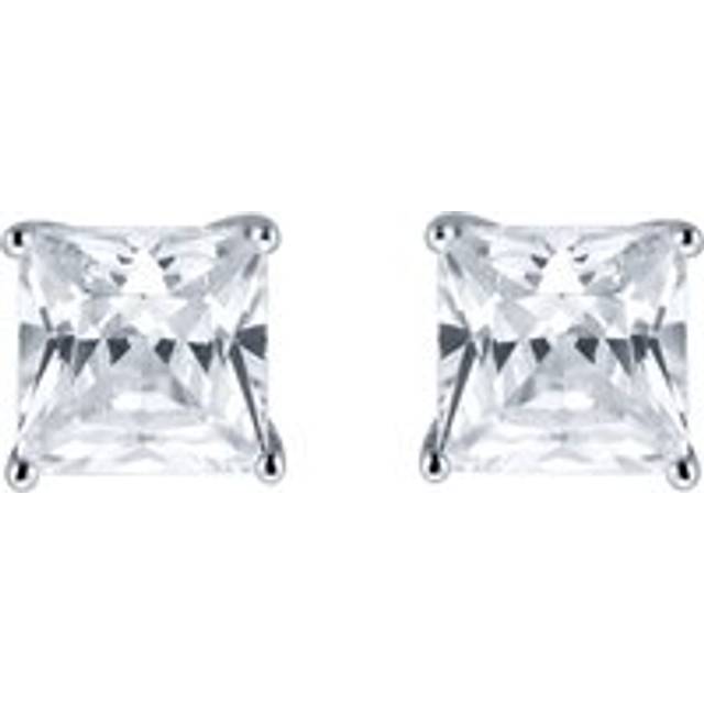 9ct White Gold Princess Cut Cubic Zirconia Stud Earrings