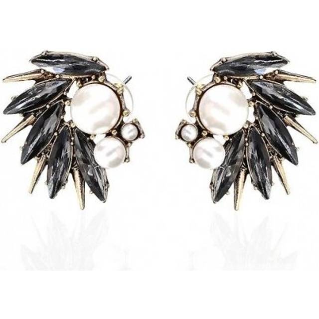 Latest Statement Simulated Pearl Earring Fashion Shiny Crystal Stud Earrings for Women Jewelry Lady birthday Gift
