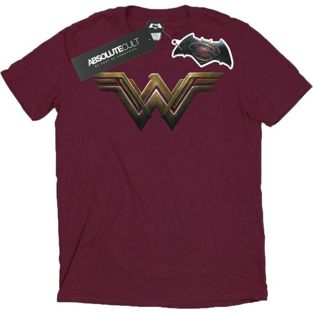 Wonder Woman Logo Cotton Boyfriend T-Shirt - Burgundy