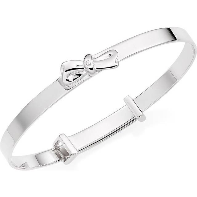 Mini B Silver Diamond Bow Bangle