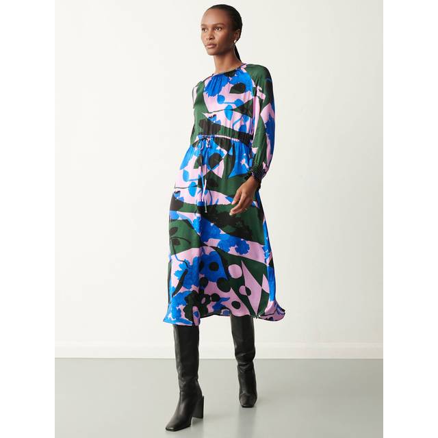 Florian Pink Floral Midi Dress Size: 14