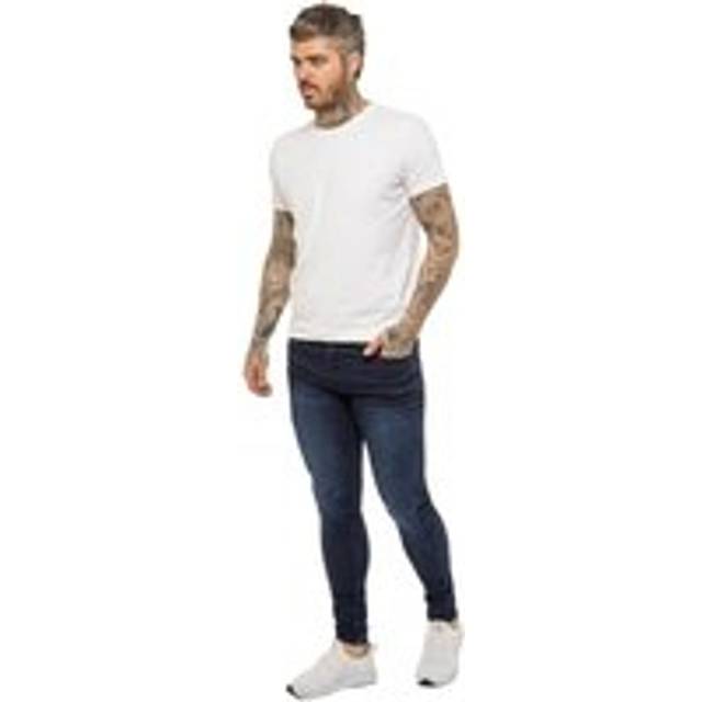 Enzo Mens Skinny Super Stretch Denim Jeans - Navy Cotton - Size 34W/30L