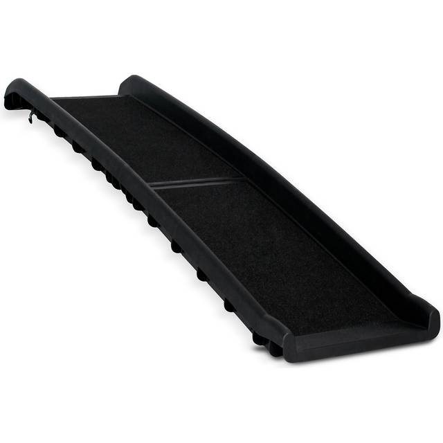 lionto Bilramp för hundar upp till 90 kg, stabil ramp för bagageutrymme, 156x40 cm, mångsidig och robust hundtrappa med halkfri yta, ledvänlig ramp för husdjur, svart