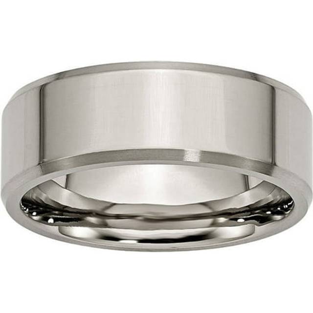 Bridal TB112-12.5 Titanium Beveled Edge 8 mm Brushed & Polished Band - Size 12.5 - Silver
