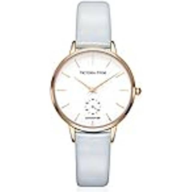 VICTORIA HYDE Women Watches Genuine Leather Strap Second Hand Analog Quartz Watch with Light Gold Case Wrist Watches for Ladies Gifts for Her