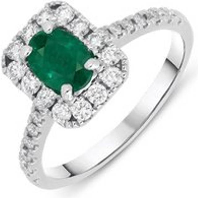18ct White Gold 0.75ct Emerald Diamond Oval Cut Ring