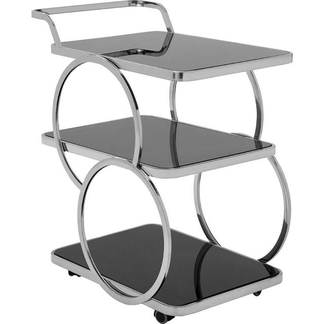 Spacious Chrome Finish Drinks Trolley, Design Garden Drinks Trolley For Parties, Sleek Drinks Trolley - Silver - One Size