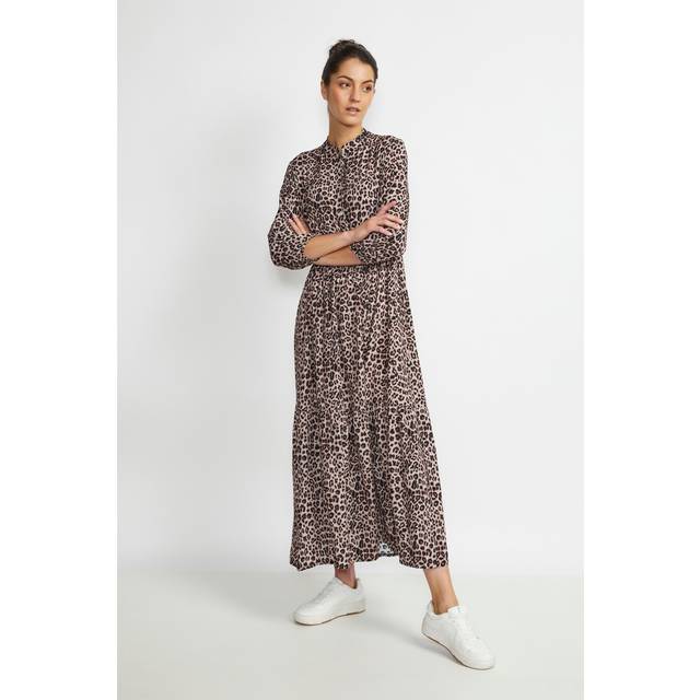 Alora 3/4 Sleeve Maxi Dress Animal Print - Brown - L/XL