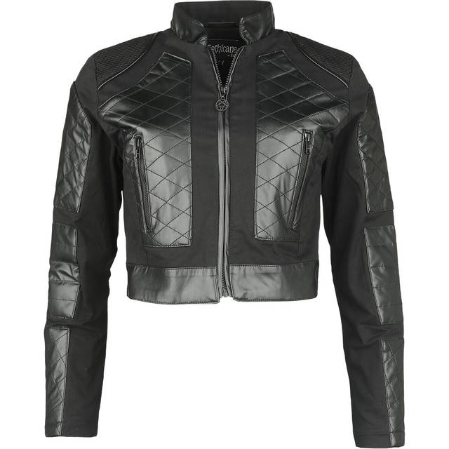 Gothicana by EMP - Gothic Mellansäsongsjacka - Kort jacka med detaljer i läderimitation - S XXL - för Dam - svart