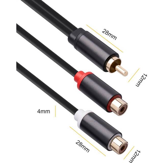 (black) 0.3m Rca Audio Speaker Y-adapter Splitter Cable Rca 1 Male To 2 Female Stereo Audio Cable Gold