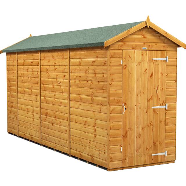 Powersheds Apex Roof Windowless Single Door Garden Shed 14ft x 4ft - Golden Brown