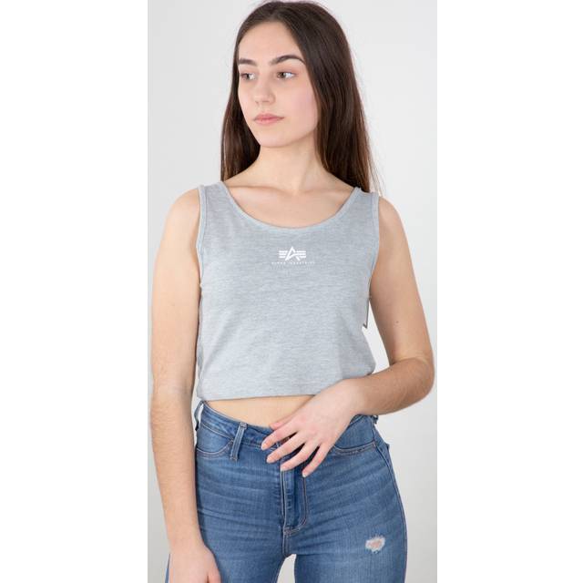 Alpha Industries Basic Crop SL Ladies Tank Top, grey, Size L for Women