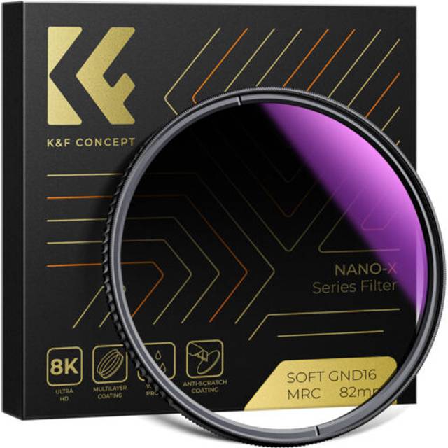 K&F Concept 82mm Soft GND8 (3 Stop) Lens Filter Soft Graduated Neutral Density Filter with 28 Multi-Layer Coatings for Camera Lens (Nano-X S