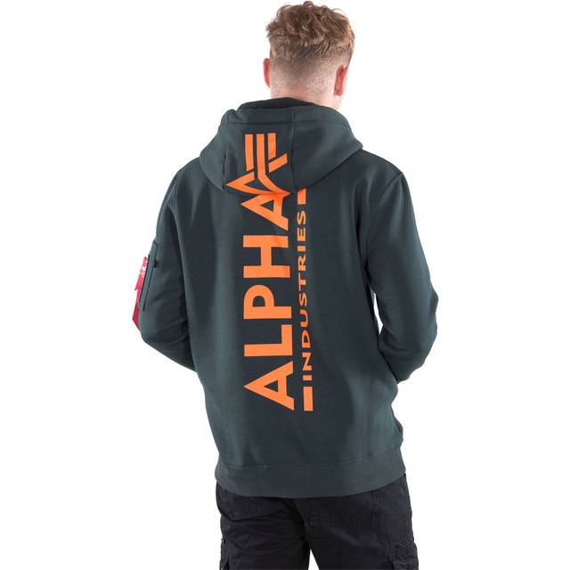 Hoodie Alpha Industries Back Print - Vert - S