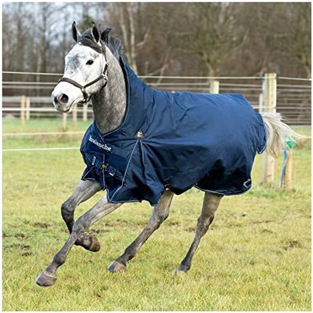Horze Avalanche 1200D Ripstop High Neck Lightweight Waterproof Horse Turnout Rain Sheet (No Fill) - Peacoat Dark Blue - 63 in