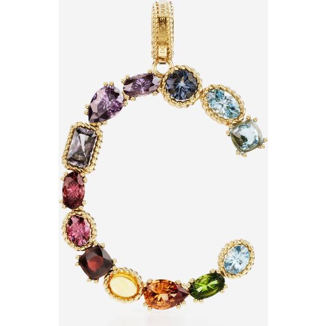 Dolce & Gabbana Rainbow Alphabet C 18 Kt Yellow Gold Charm With Multicolor Fine Gems - Woman Charms Gold Onesize