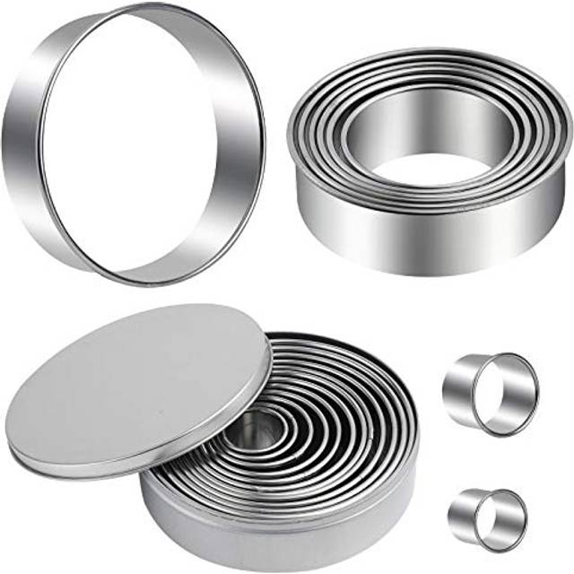 Round Cookie Cutters Set 12 Pieces Bistcuit Cookie Cutters Circle Pastry Cutters Round Donut Ring Molds for Baking for Pastries Doughs Doughnuts