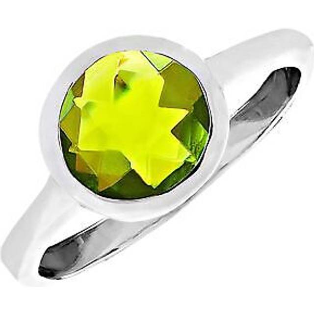 Sterling silver rings 925 peridot green round gemstone stackable ring - silverly