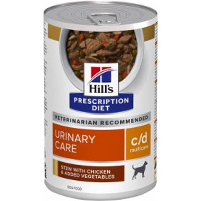 Hill's Prescription Diet C/D Multicare Urinary Care gryta hundfoder med kyckling & grönsaker (burk). Förpackning: 1 bricka (24 x 156 g)