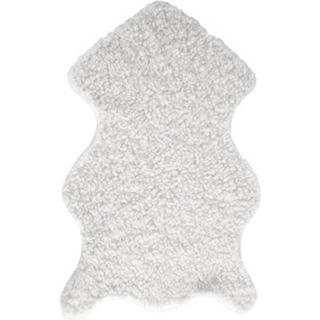 OHS Curly Sheepskin Faux Fur Rug, White - 60 x 90cm