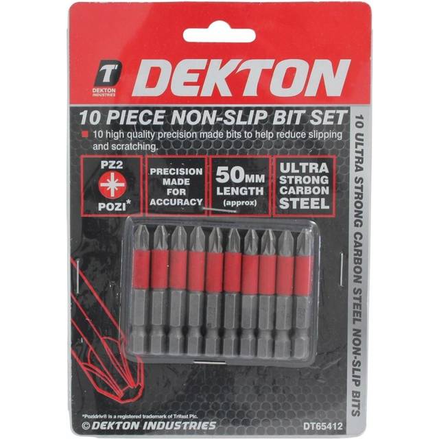 Dekton 10pc Pozi 2 PZ2 X 50mm Screwdriver Bits Non Slip Bit Set