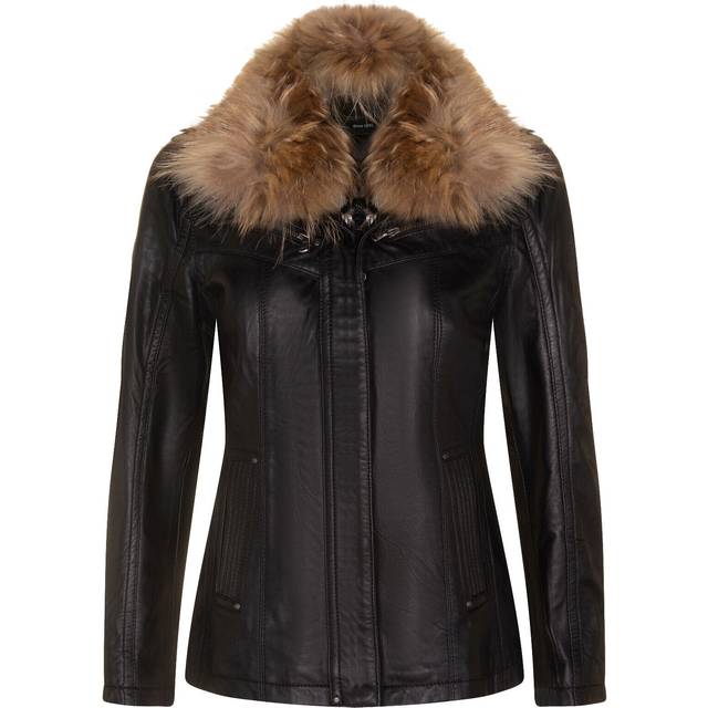 Women's black leather jacket parker real lamb nappa casual retro jacket