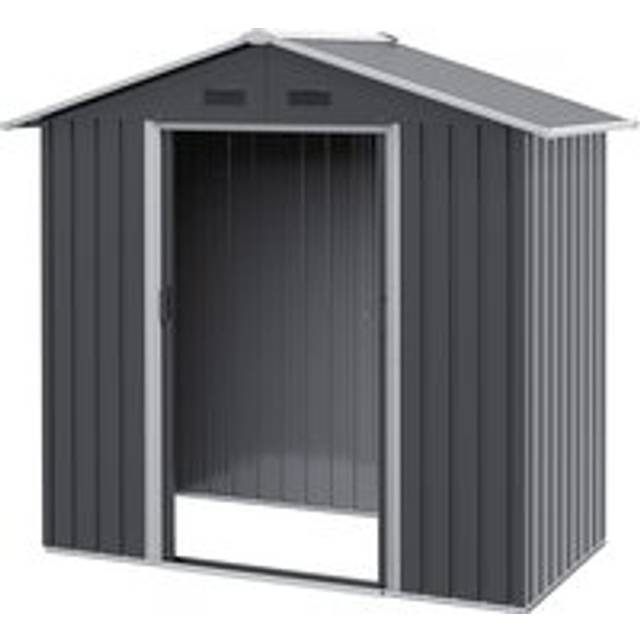 Outsunny 6.5x3.5ft Metal Garden Storage Shed For Outdoor Tool Storage With Double Sliding Doors And 4 Vents, Dark Grey