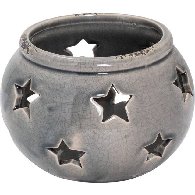 (15cm x 18cm x 18cm, Grey) Hill Interiors Ceramic Star Candle Holder