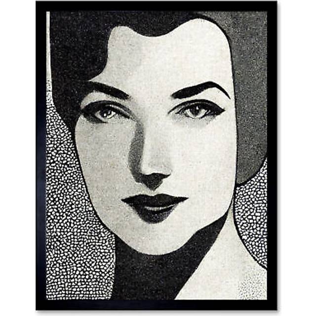 Art Deco Black White Girl Portrait - Picture Frame Art Prints (25.9cm H x 20.6cm W x 1.5cm D)