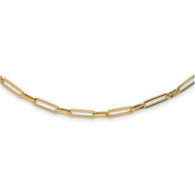Quality Gold SF2849-24 14K Yellow Gold Polished Fancy Oval Link 24 in. Necklace