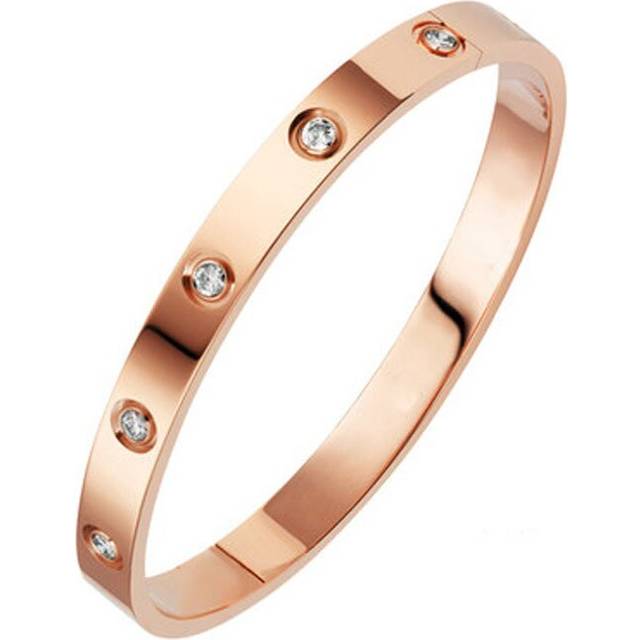 New Fashion Classic Women's Bangles For Women Gold Rose Gold Silver Color Rhinestone Bracelet Cuff Simple Trendy Jewelry
