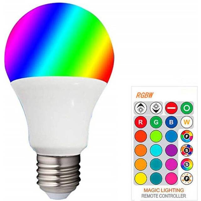 5pcs RGBW Color Changing Smart LED Light Bulb E27 E26 3W Dimmable Globe Lamp A50 with Controller for Home Bar Party Ambiance Lighting 85-265V