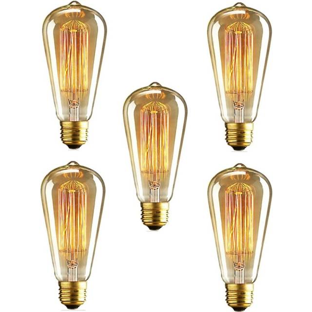 5 pcs E26/E27  40W ST64 Dimmable Edison Decorative Bulb Warm White