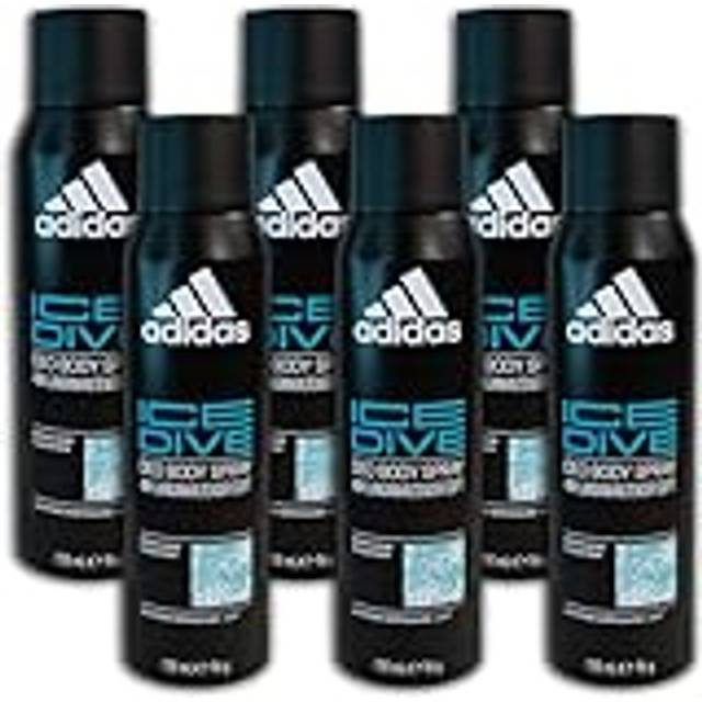 adidas Ice Dive Deodorant Body Spray for Men Long-Lasting Fresh Feeling Without Aluminium Pack of 6 x 150 ml