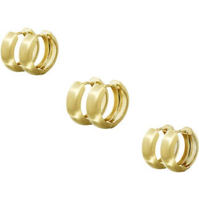 Pair Of 8k 333 Yellow Gold Hoop Earrings 12.2 X 3.2mm Matt Round