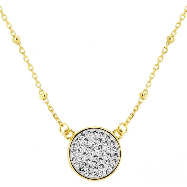 Crystal Disc Beaded Choker Necklace - Gold - 16 inches