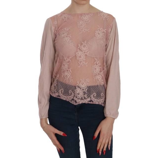 PINK MEMORIES Lace See Through Long Sleeve Blouse - IT48|XXL - pink (IT48|XXL)