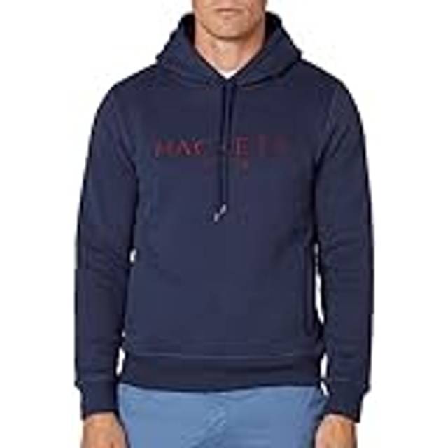 Navy Cotton Blend Drawstring Hoodie - Blue (3XL)