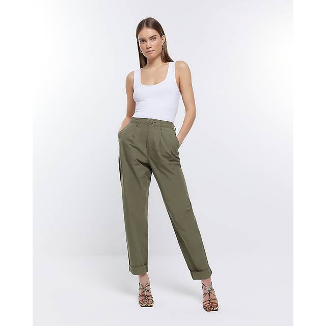 River Island Womens Khaki High Waisted Tapered Trousers - 12