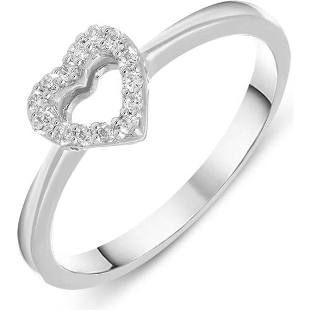 18ct White Gold 0.12ct Diamond Open Heart Ring