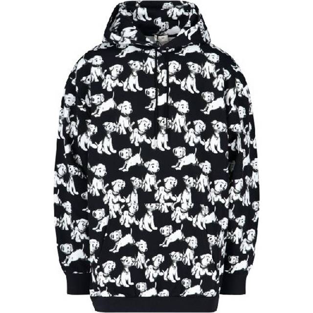 Hooded Printed Dogs Sweatshirt - S - Black