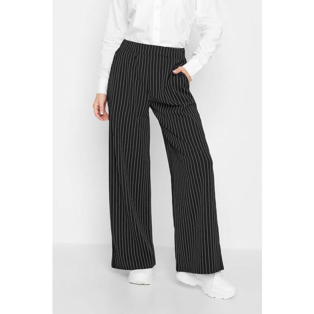 Pixiegirl Petite Black Pinstripe Wide Leg Trousers 16 Pixiegirl | Petite Women's Wide Leg Trousers