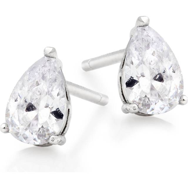 Silver Cubic Zirconia Pear Stud Earrings