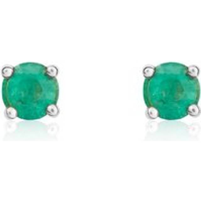 9ct Yellow Gold Emerald 4mm Round Claw Set Stud Earrings
