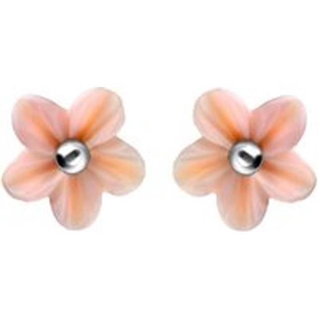 Sterling Silver Pink Conch Tuberose 8mm Desert Rose Stud Earrings